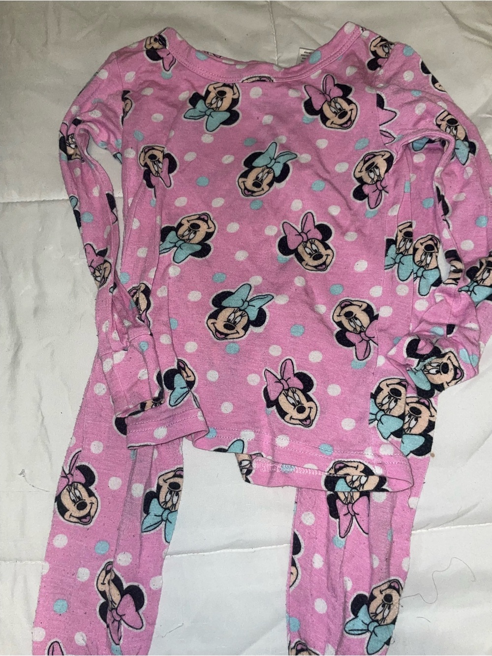 Pink Minnie Mouse Fleece Pajama Set for Kids